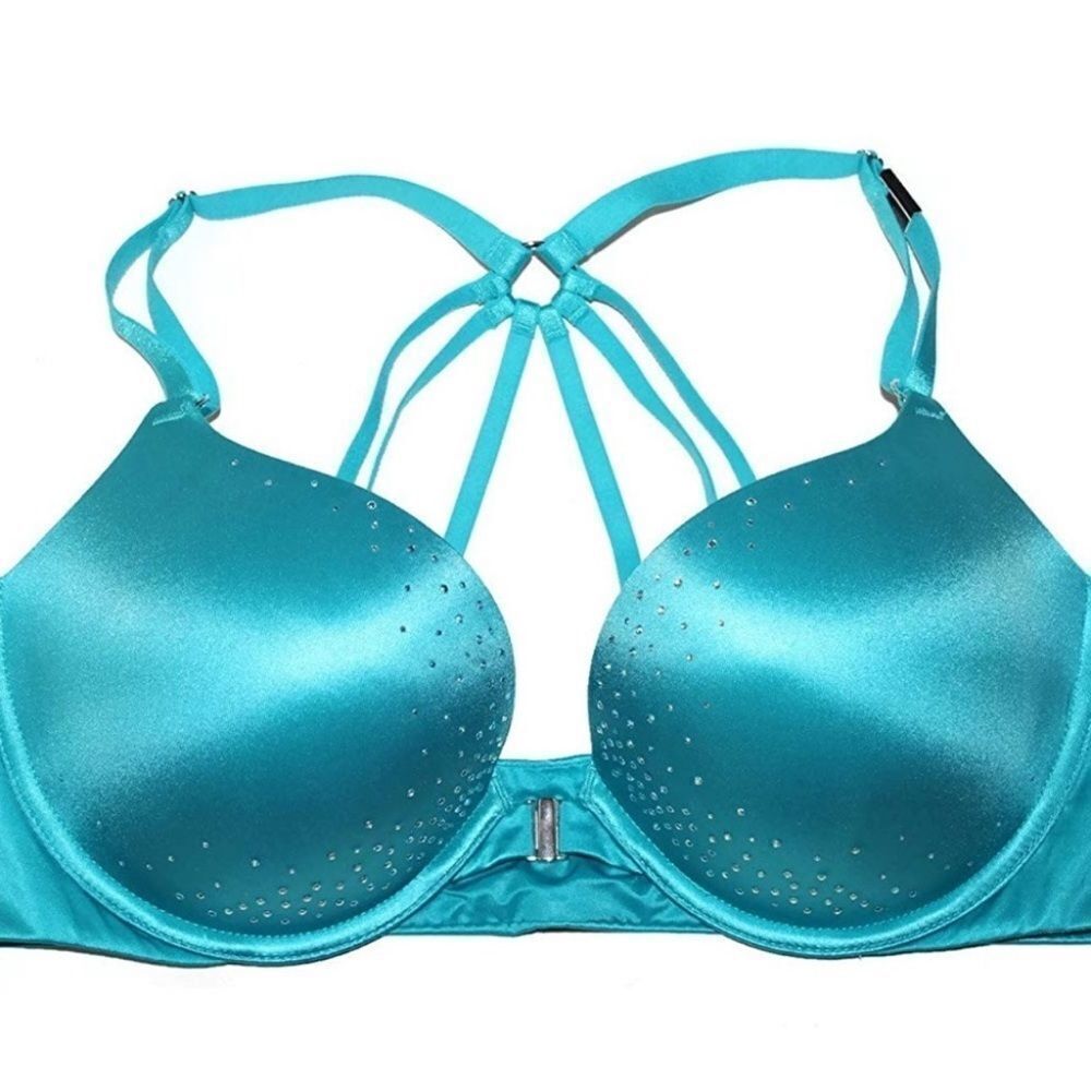 Victoria's Secret FASHION SHOW Saphire Embellished Push Up Padded Bra 32DDD